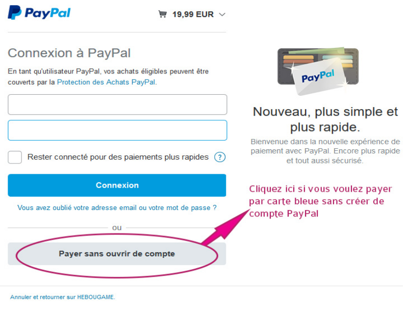 Page paiement paypal